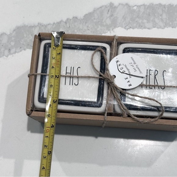 Rae Dunn His & Hers White & Black Jewelry Storage Boxes Set of 2 - Picture 6 of 6